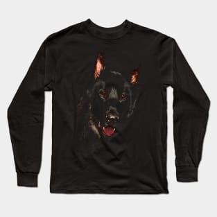 german shepherd, black shirt Long Sleeve T-Shirt